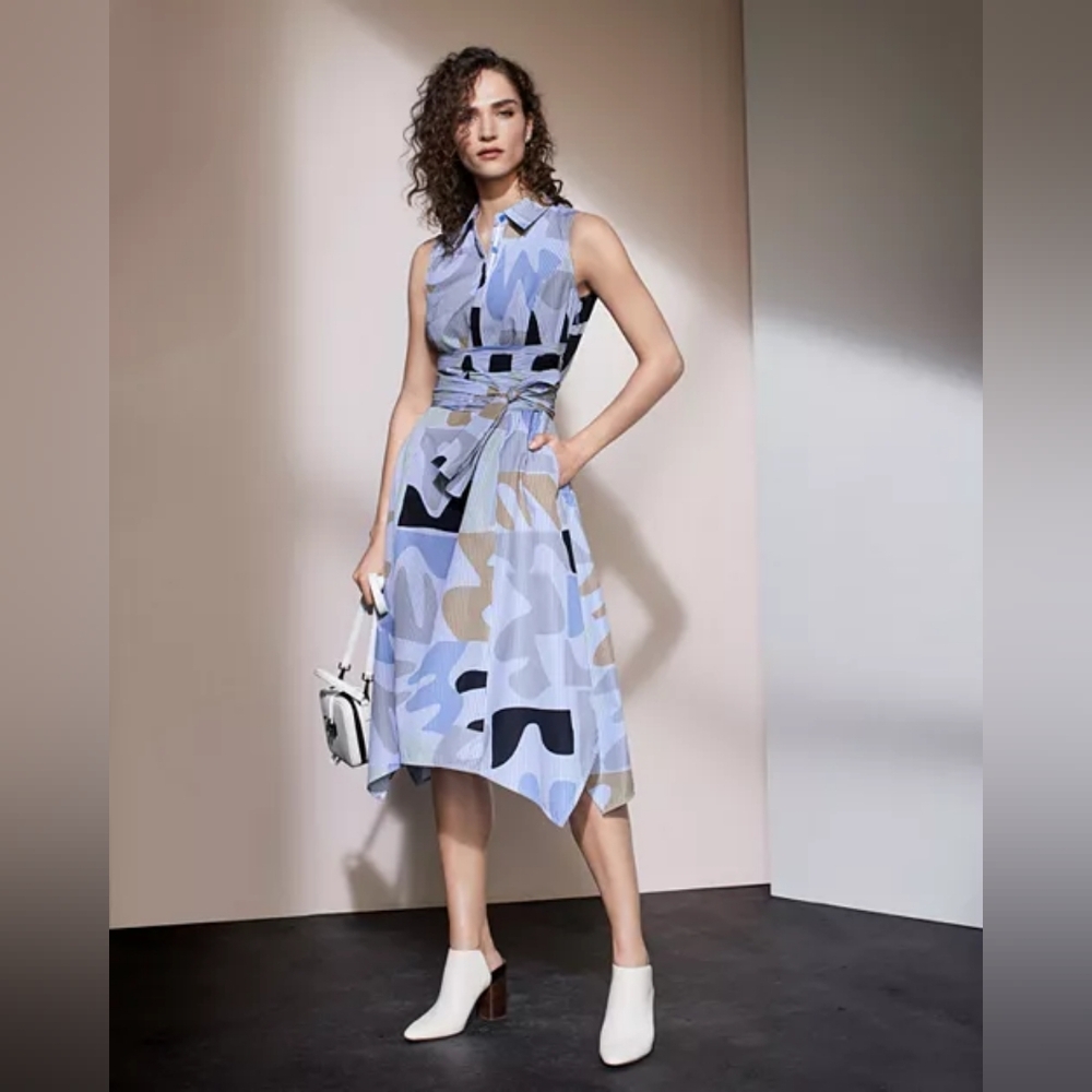 Lafayette 148 New York Cordelia Printed Midi Shirt Dress Designer